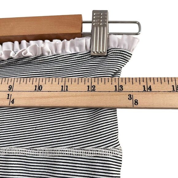 Albion Fit White Black Stripe Ruffle Fold Over Petal Crop Leggings Size S Small - Picture 6 of 12